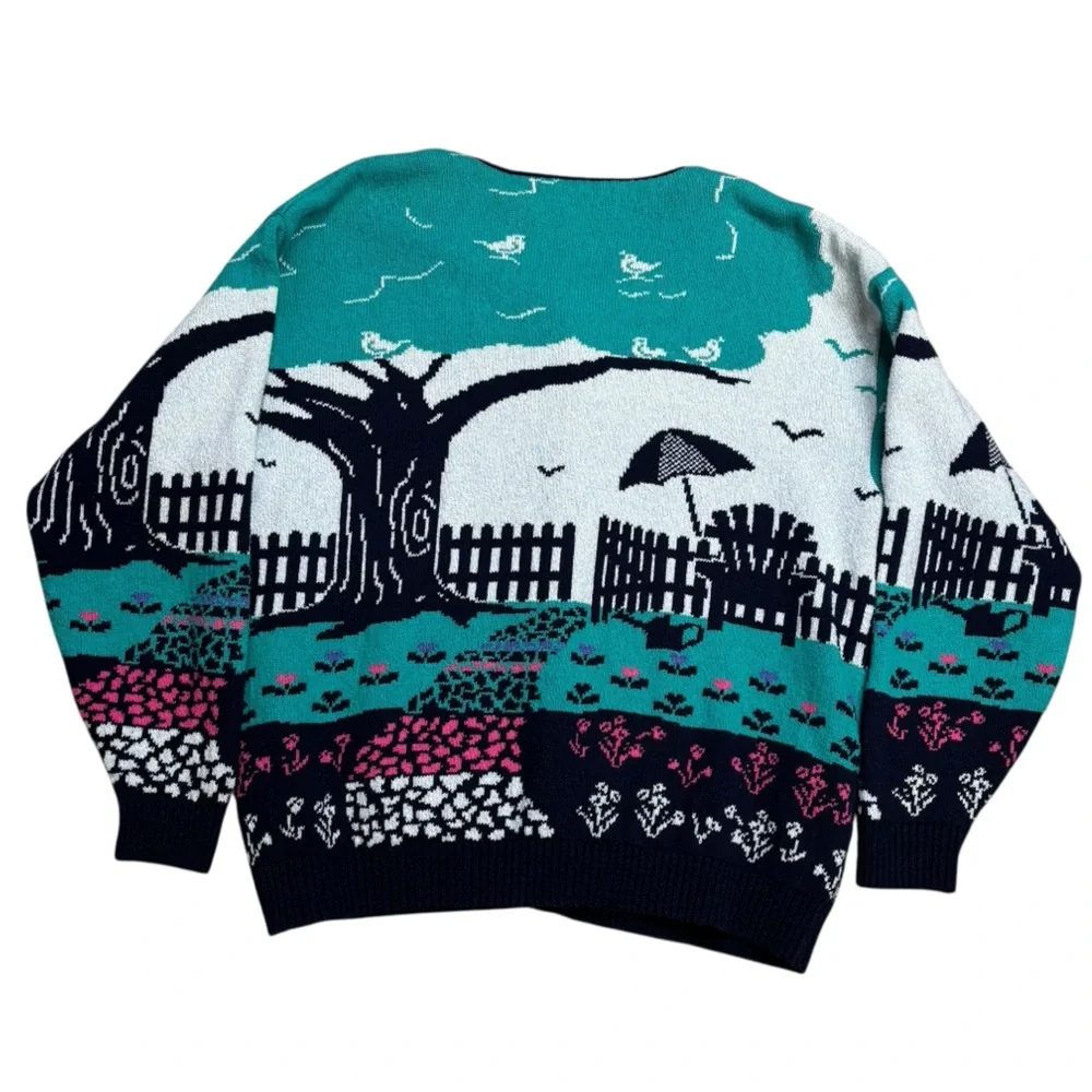VTG Northern Reflections x Parkhurst Cabin Garden Scenic Cottagecore Cardigan L - Picture 6 of 11